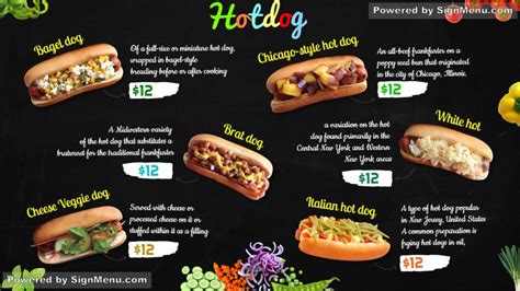 Printable Hot Dog Bar Menu