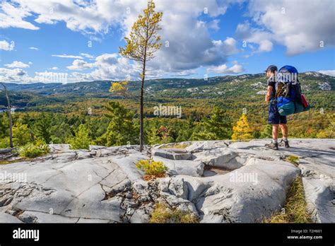 Hiker On La Cloche Silhouette Trail In Killarney Provincial Park