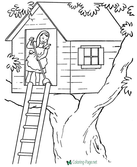 Houses and homes free coloring pages. Tree House Coloring Pages