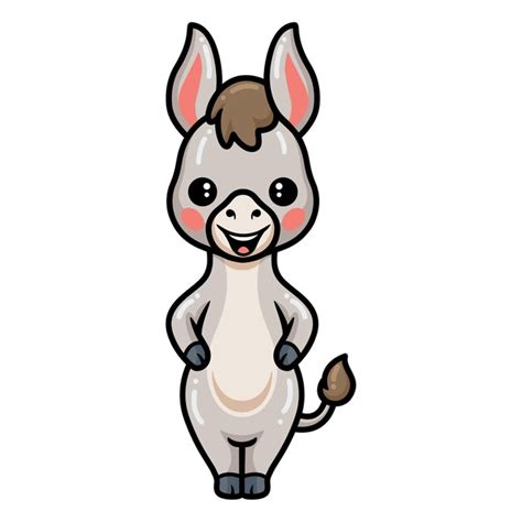 Premium Vector Cute Baby Donkey Cartoon Standing