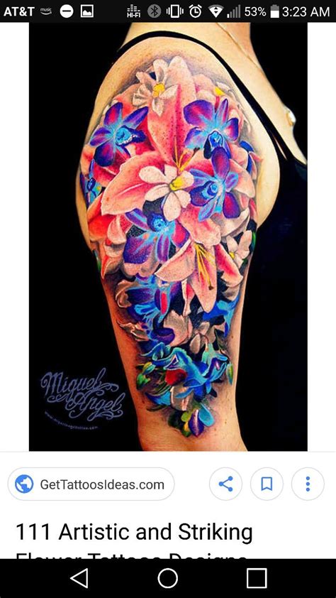Vibrant Flower Tattoo Colorful Flower Tattoo Feminine Tattoos