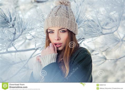 Beautiful Winter Portrait Of Young Woman In The Stock Photo Image Of