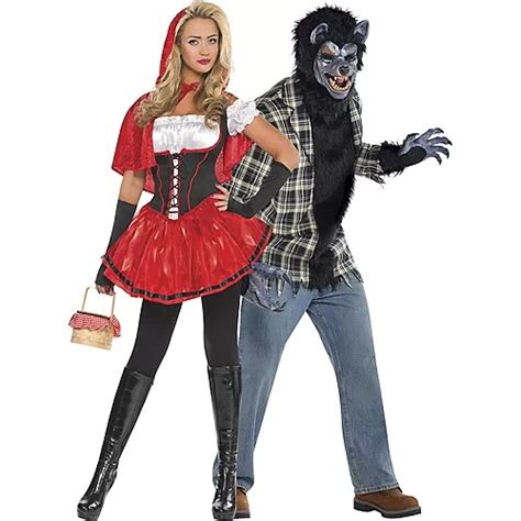 Adult Sassy Red Riding Hood And Rabid Werewolf Couples Costumes Party City