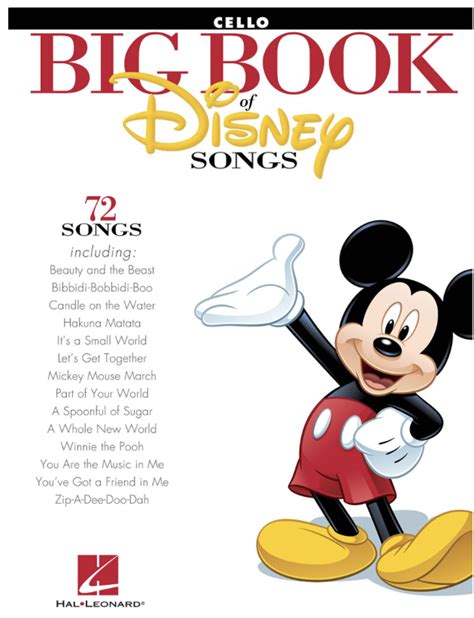 Disney Big Book Of Disney Songs Cello Hal Leonard Metzler Violin Shop