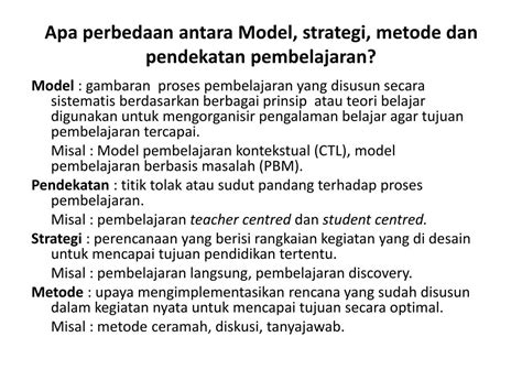 Perbedaan Model Pembelajaran Dengan Metode Pembelajaran Seputar Model