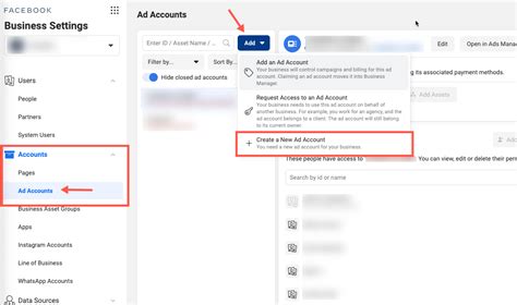 How to create a new ad account in the Facebook Business Manager