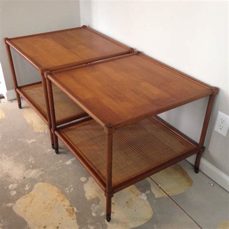 Solid iron rod with lustrous black finish frames out this coffee table by designer kara mann. Vintage Cane Coffee Tables on Rollers - A Pair | Chairish
