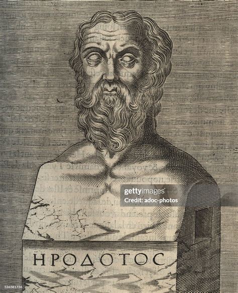 Engraving Depicting A Bust Of Greek Historian Herodotus Circa 420