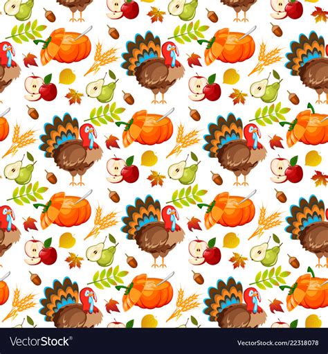 Thanksgiving Seamless Pattern Background Autumn Vector Image