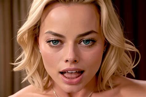 Dopamine Girl Margot Robbie Naked Big Boobs Squatting Sex Agony Face Looking Up Pov