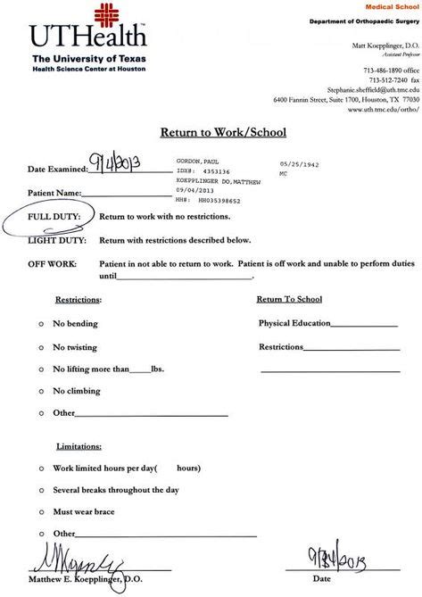 Clinic Note Dallas Regional In Fake Documents Doctors Note Dr Note For Work Notes