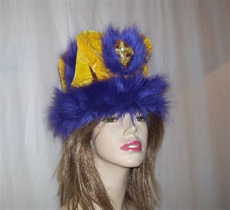 Gold Purple Crown Ooak Weird Odd Fleur De Lis Furry Velvet Etsy