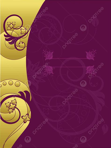 Gold And Purple Floral Background Plants Card Curls Vector Plants