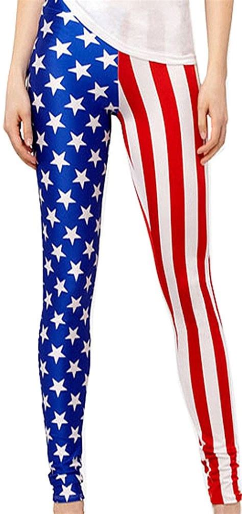 Stars And Stripes American Flag Print Premier Womens Spandex Leggings Made In Usa C012n7cbz0p