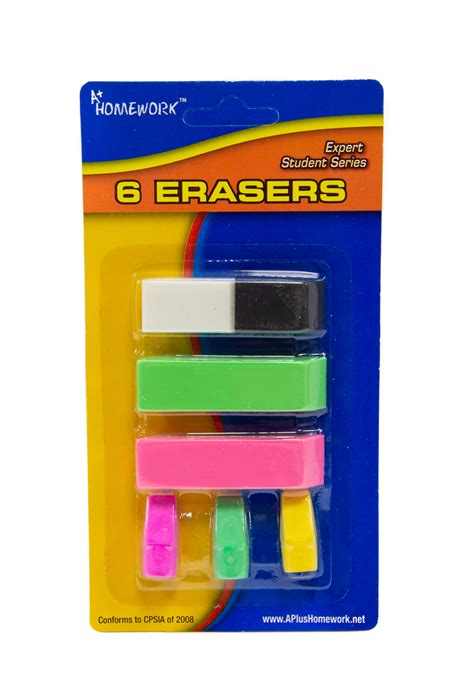 Wholesale Erasers Pencil Caps Beveled Tips 6 Pack Dollardays