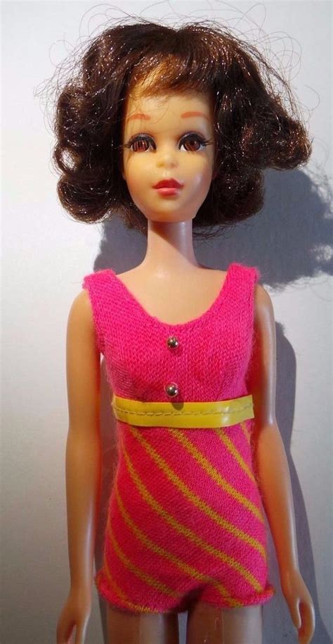 Vintage Barbie Francie Brunette Short Hair Curly Swimsuit Oss Twist N Turn Nm 1852537333
