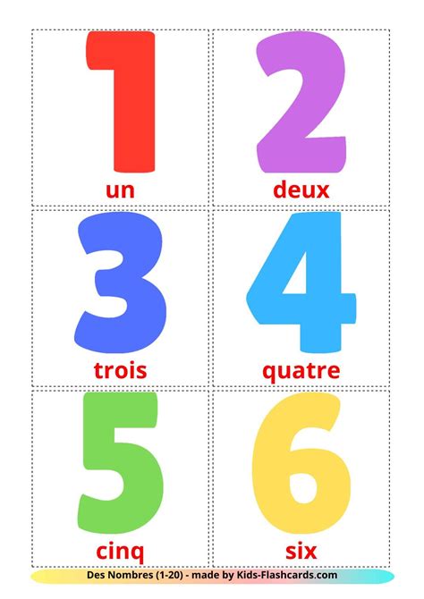 20 Free Numbers 1 20 Flashcards Pdf French Words
