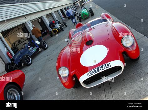 Ferrari Historic Racing Car On Track At Silverstone Stock Photo Alamy