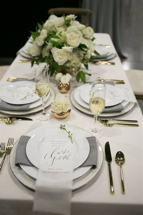 Elegant White Table Setting By Stem Floral Design Dinner Table Decor