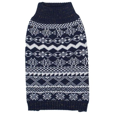 Four Patterns Vintage Tinsel Knit Fair Isle Dog Sweater In Midnight