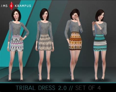 Tribal Dress 20 Sims 4 Female Clothes
