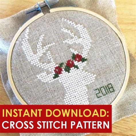Christmas sweater cross stitch pattern, ugly sweater xstitch, winter holiday chart, diy home decor this soft warm sweater with a scandi pattern can complete your christmas decoration. Christmas Deer Cross Stitch Pattern - Instant Download ...