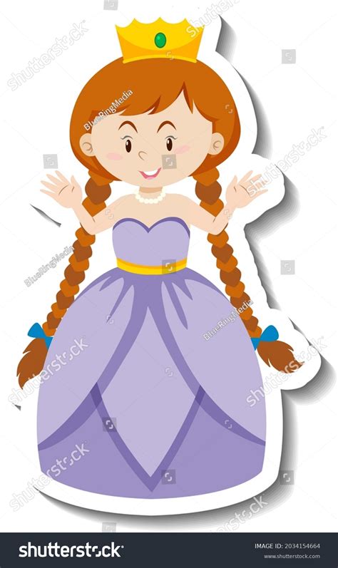 Cute Princess Purple Dress Cartoon Character Stock Vector Royalty Free