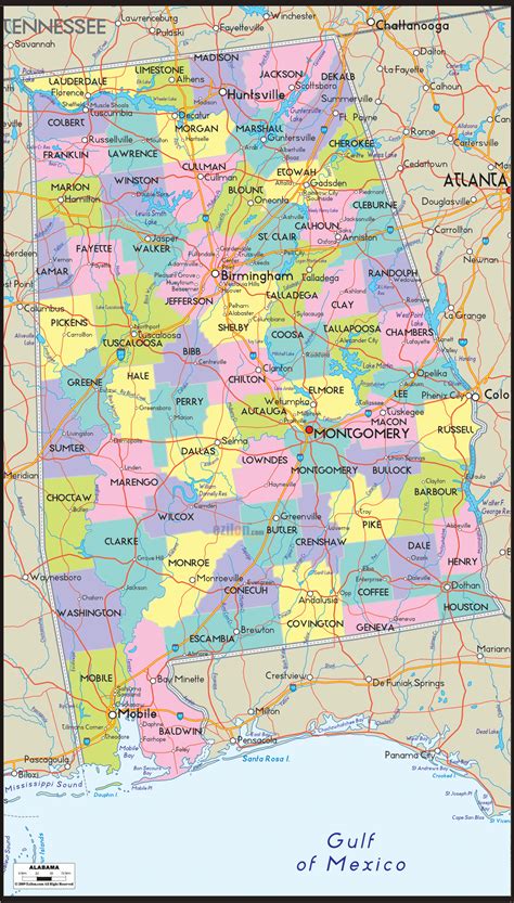 Detailed Political Map Of Alabama Ezilon Maps Freeprintable Me