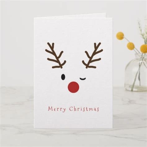 Cute Winking Rudolf Reindeer Christmas Holiday Card