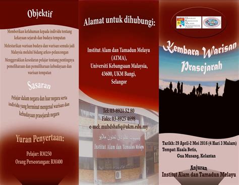 Bagi endapatkan maklumat berkenaan kursus bahasa melayu, sila berhubung dengan bahagian sumber manusia dbp. Kembara Warisan Prasejarah | INSTITUT ALAM DAN TAMADUN MELAYU