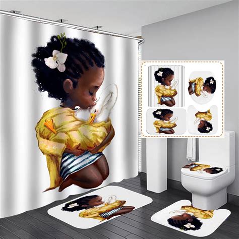 Kt African American Style Afrocentric Shower Curtains Girl Shower Curtains China With Black