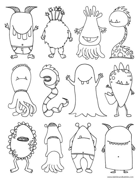 Monsters Coloring Page Dabbles And Babbles