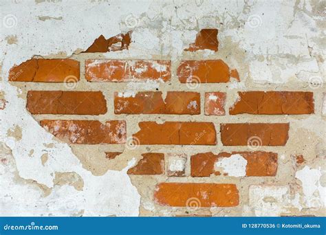 Red Textured Brick Wall With Damage Surface Stock Photo Image Of