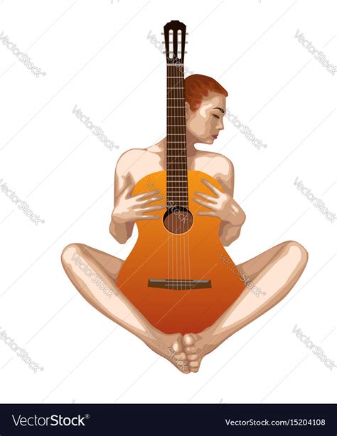 Naked Girl With Guitar Royalty Free Vector Image