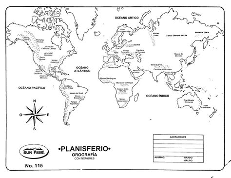Planisferio Orografía Mapa De Geografía Planisferio Con Nombres