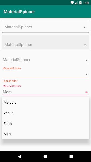 implementation   material spinner  android wich