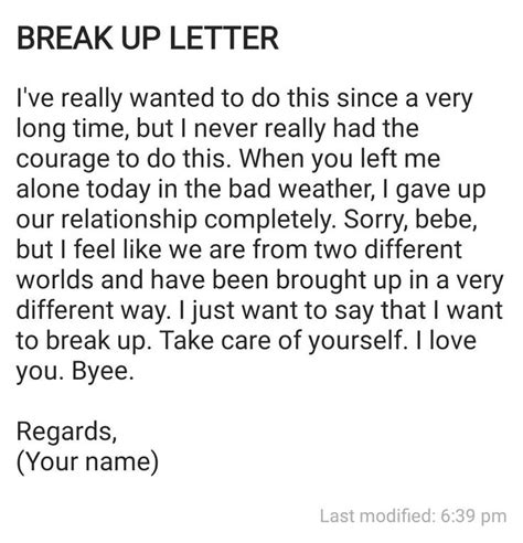 Break Up Letter For Boyfriend My Own Creation Break Up Letters