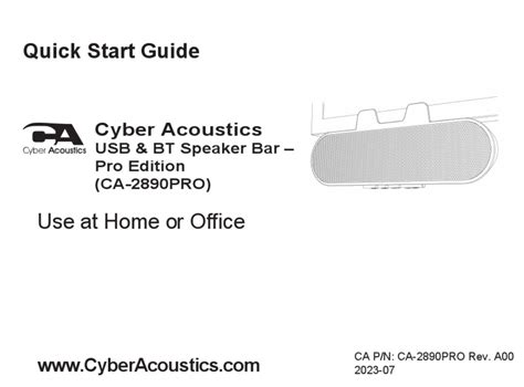 Cyber Acoustics Ca 2890pro Quick Start Manual Pdf Download Manualslib
