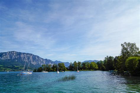 In Austrias Salzkammergut Is A High Mountain Lake Stock Photo