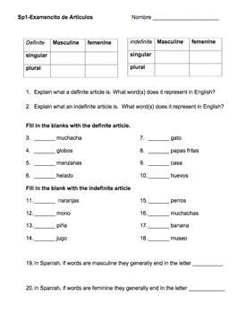 A worksheet and study guide that introduces definite and indefinite articles. Spanish Definite and Indefinite Articles Quiz | Definite ...
