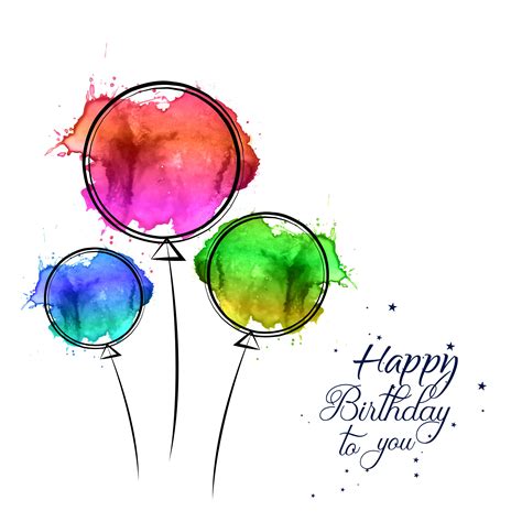 In the same way that a funny photo is a great souvenir from a wild birthday party, a happy birthday card can be the ultimate introduction to it. Happy Birthday Card with watercolor hand drawn balloons design - Download Free Vectors, Clipart ...