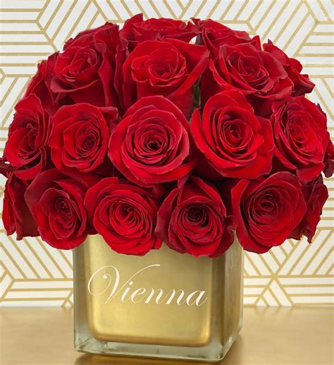 Personalized Keepsake Vase With Red Roses Flowers Houston