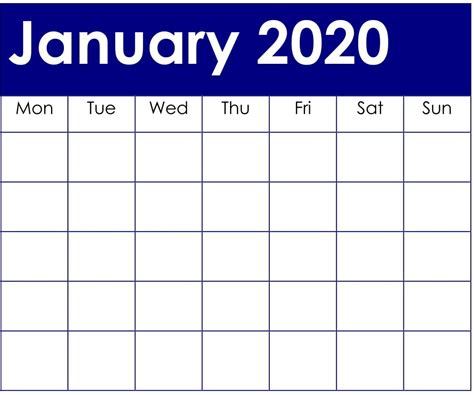 Blank January 2020 Calendar To Print Pages Latest Printable Calendar