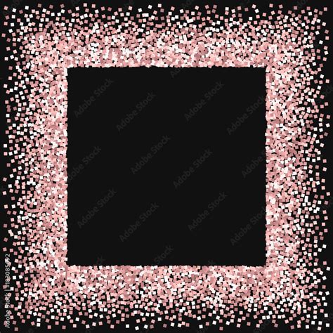 Pink Gold Glitter Square Messy Frame With Pink Gold Glitter On Black