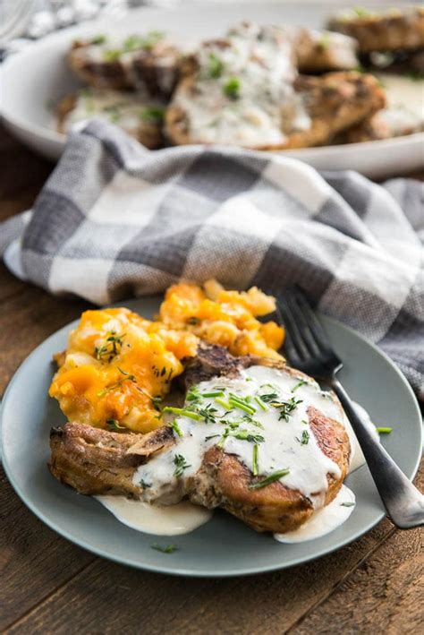 Add 4 pork chops that are about 3/4 inch thick. Slow Cooker Pork Chops with Creamy Herb Sauce - Slow ...