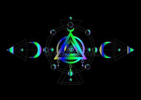 Eye Of Providence Masonic Symbol All Seeing Eye Inside Triple Moon