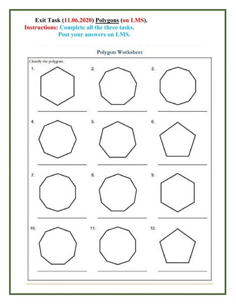 Polygons Worksheet For Kindergarten
