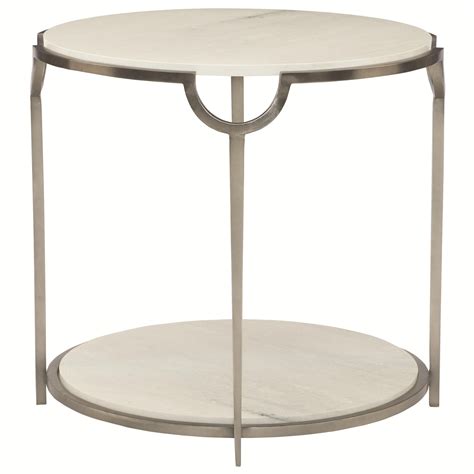 Bernhardt Morello Round End Table With Faux Marble Top Belfort