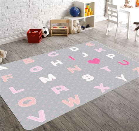 Imikeya kids play rug mat playmat with colorful pattern, playtime collection abc alphabet, seasons, months, fruit and shapes educational area rug for kids playroom children bedrooms, 78.7 x 59 inch 4.3 out of 5 stars 14 This item is unavailable | Alphabet nursery decor, Pink ...