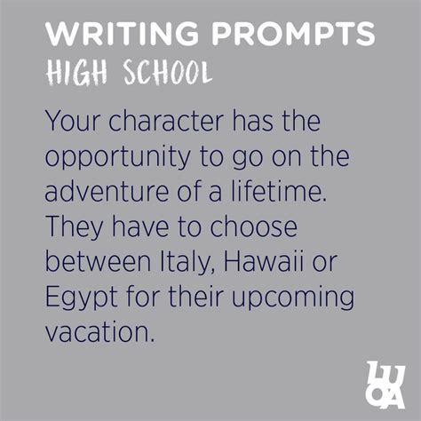 High School Writing Prompt High School Writing Prompts Writing
